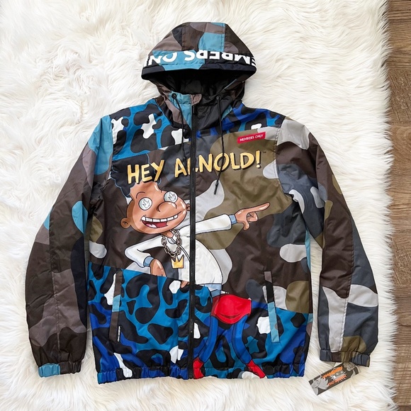 Members Only X Hey Arnold Nickelodeon Puffer Jacket Coat All Over Print M - Picture 1 of 10